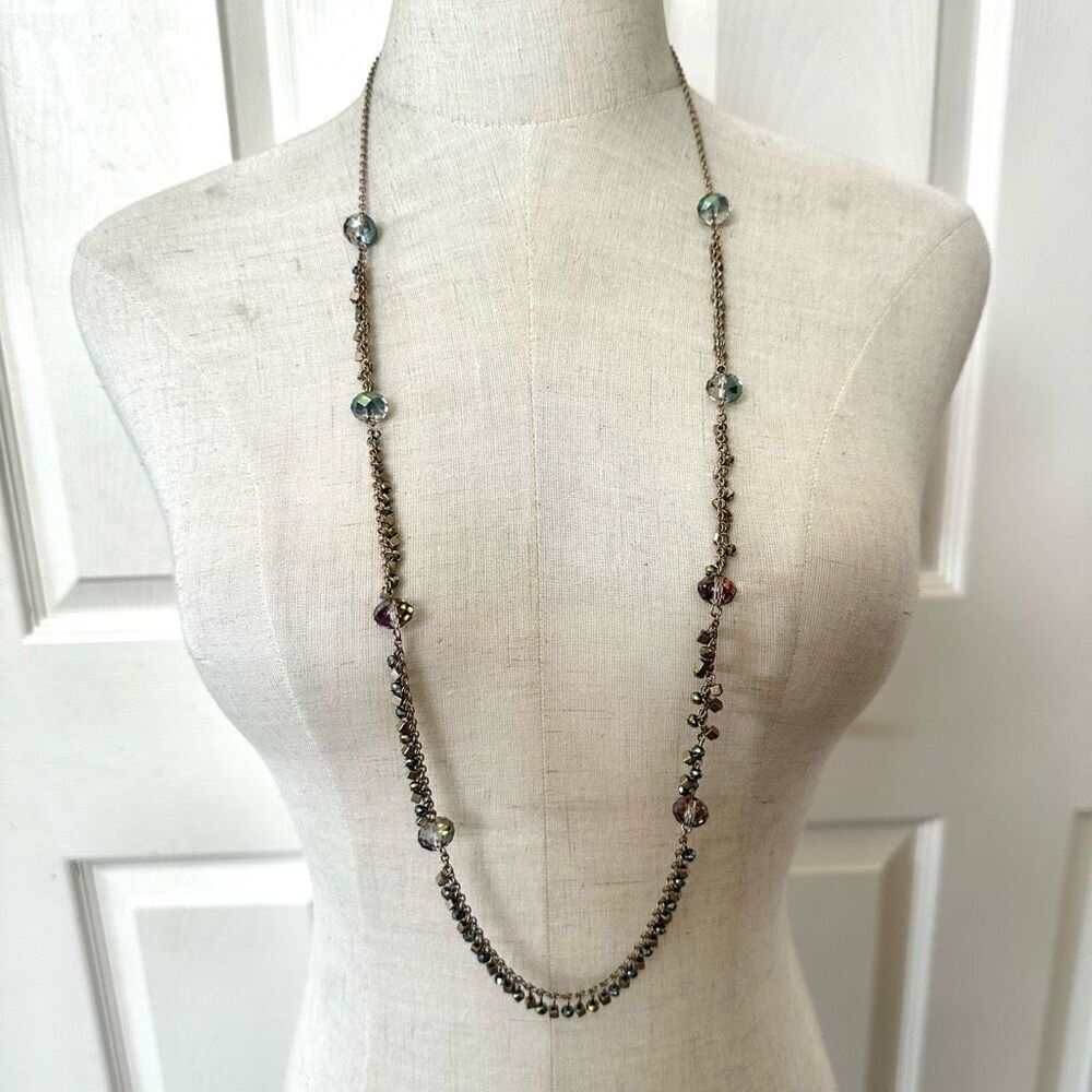 Cookie Lee long gold tone crystal necklace